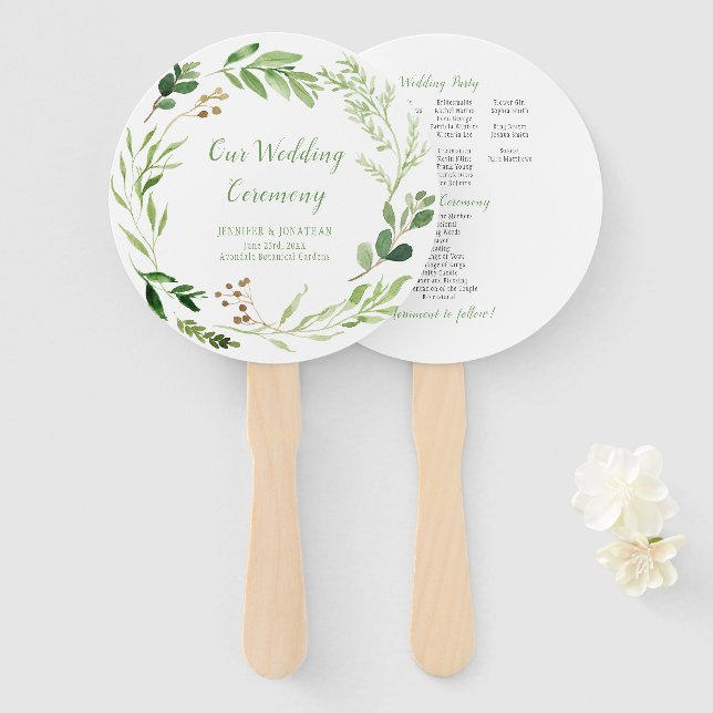 Leque Ventiladores redondos para sonho botânico (Frente e Verso)