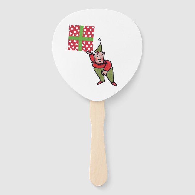 Leque Ventoínha de mão com presente de bolinhas de Natal (Frente)