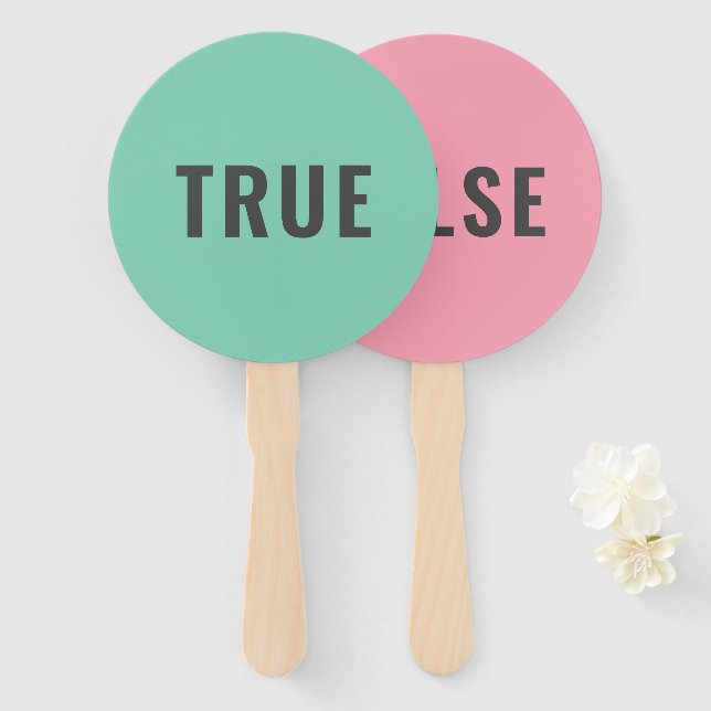 Leque Verdadeiro jogo falso | Rosa Verde Pastel Moderno (Frente e Verso)