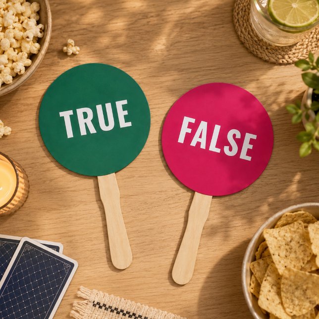 Leque Verdadeiro ou Falso? Remos de Jogo | Jogos de Fest (Personalized true false hand fans for bridal showers, baby showers, and party game fun)