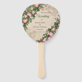 Leque Verde do Jardim Bush - rosas cor-de-rosa suaves