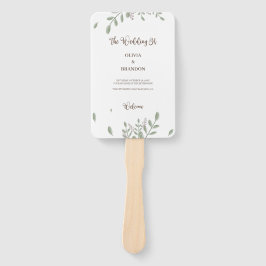 Leque Verde Minimalista com Casamento Floral de Watercol