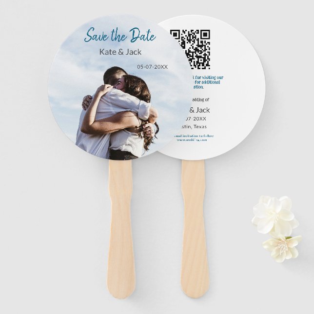 LEQUE VERIFICAÇÃO CLÁSSICA BRANCA AZUL QR SALVAR DATA (Frente e Verso)