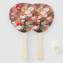 Vermelho Branco Floral de Flor Japonês