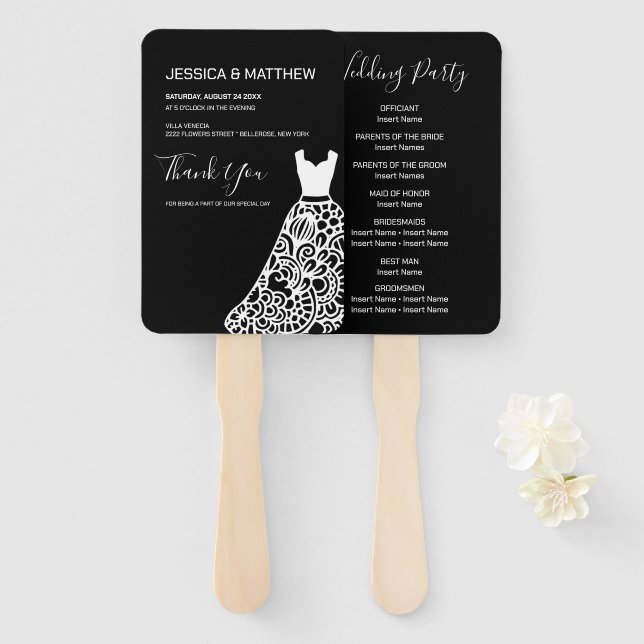 Leque Vestido de Casamento Branco (Frente e Verso)