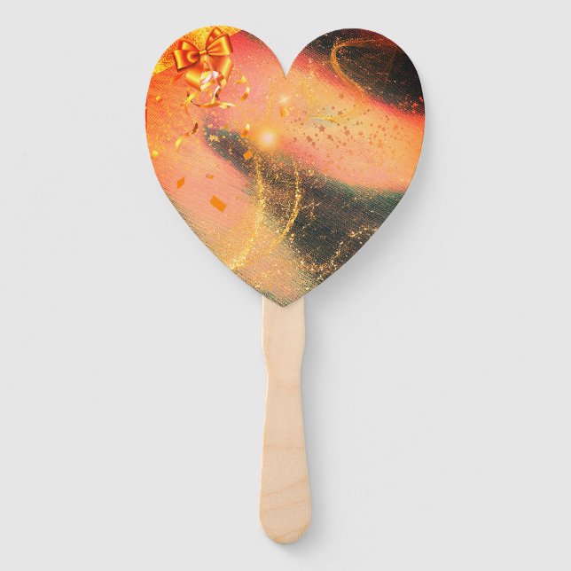 Leque Vibrante Dourado Ventilador (Frente)