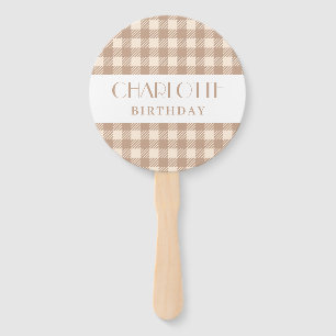 Leque Vichy Brown Beige Gingham xadrez verificada