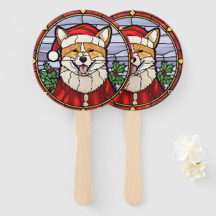 Leque Vidro de Igreja com Shiba Inu Natal