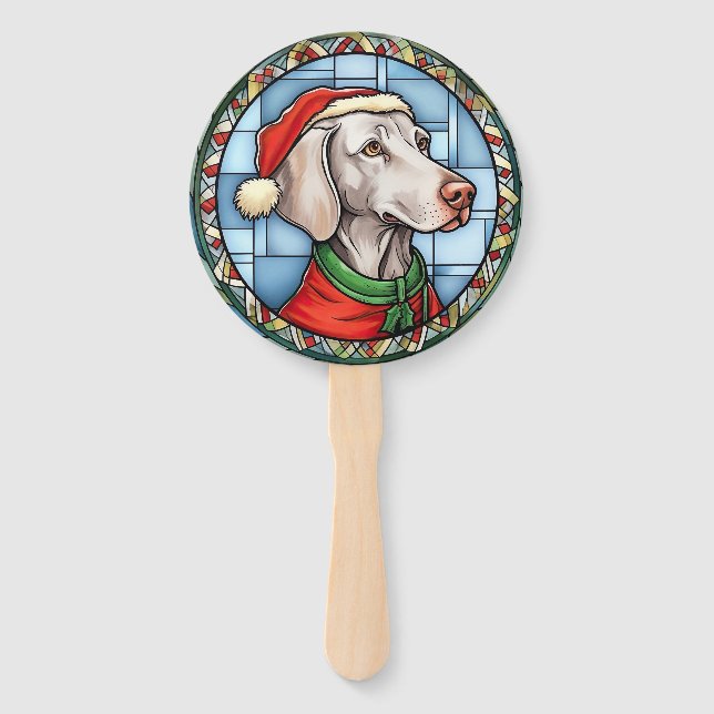 Leque Vidro de Natal Manchado Weimaraner (Frente)