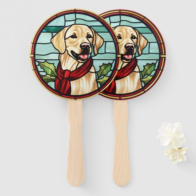 Leque Vidro Pintado de Natal Labrador (Frente e Verso)