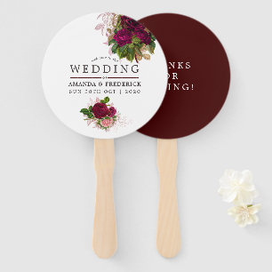Leque Vintage Chic Blush e Burgundy Wedding Favor