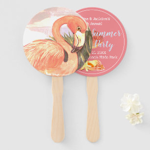 Leque Vintage Flamingo Seashells — Favor do Partido de