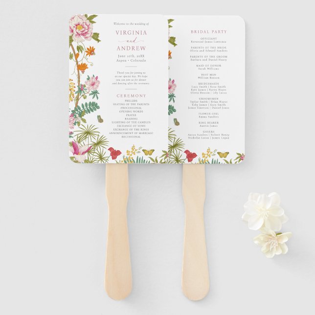 Leque Vintage Floral (Frente e Verso)