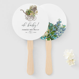 Leque Vintage Floral Baby Carruagem Chá de fraldas