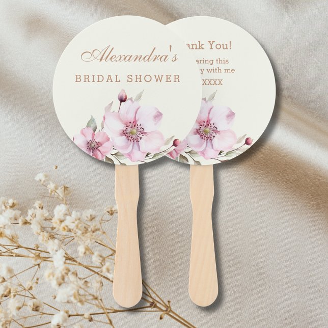 Leque Vintage Ivory Pink Roses Bridal Shower (Criador carregado)