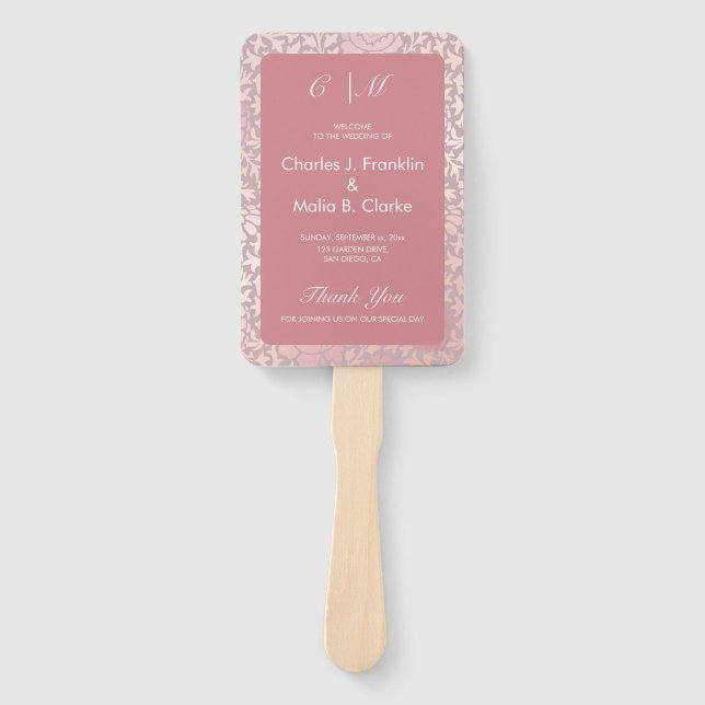 Leque Vintage Pastel Pink Silver Floral Casamento (Frente)