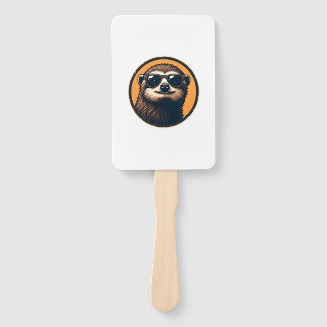 Leque Vintage Sloth Sunglasses Retro Badge Art 2 (Frente)