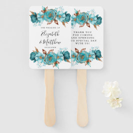 Leque Vintage Turquoise e Dourada Casamento de Peony