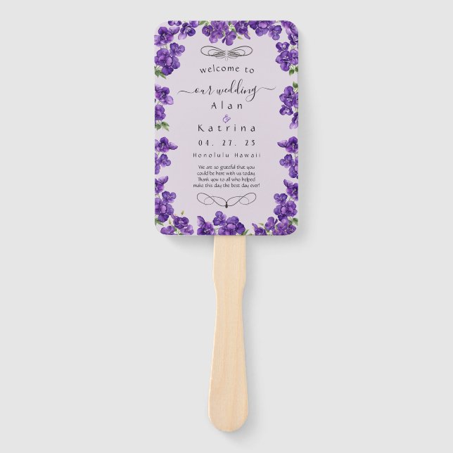 Leque Violetas roxas profundas conjunto de ventiladores (Frente)