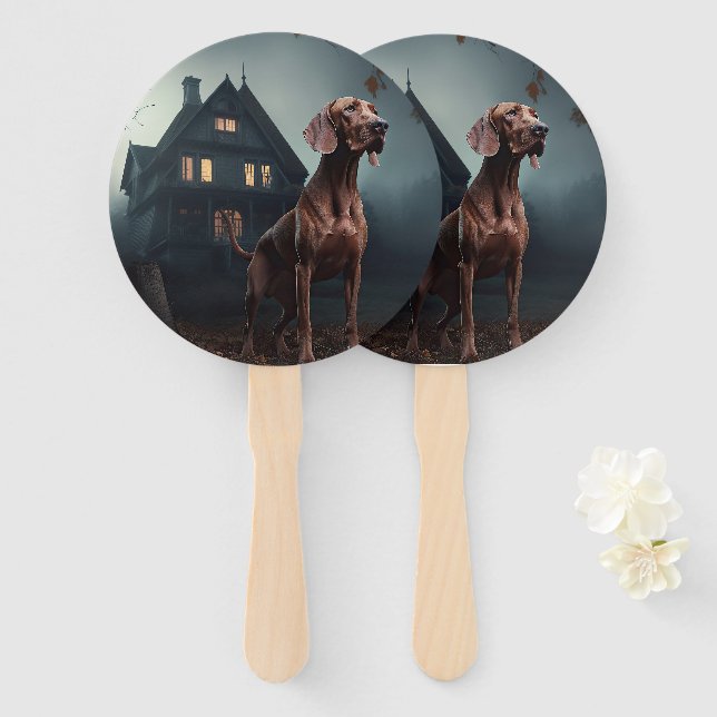 Leque Vizsla Halloween Scary (Frente e Verso)