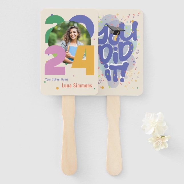 Leque "Você conseguiu!" Classe de Foto Personalizada 202 (Frente e Verso)