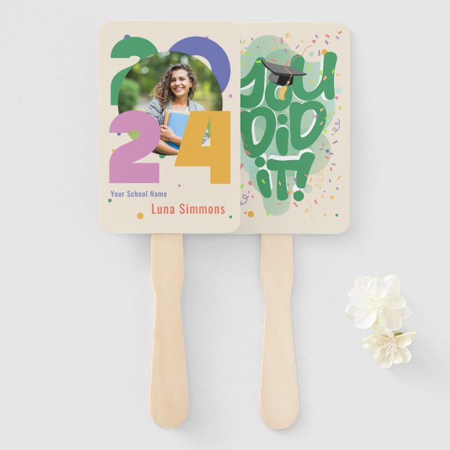 Leque "Você conseguiu!" Classe de Foto Personalizada 202 (Frente e Verso)