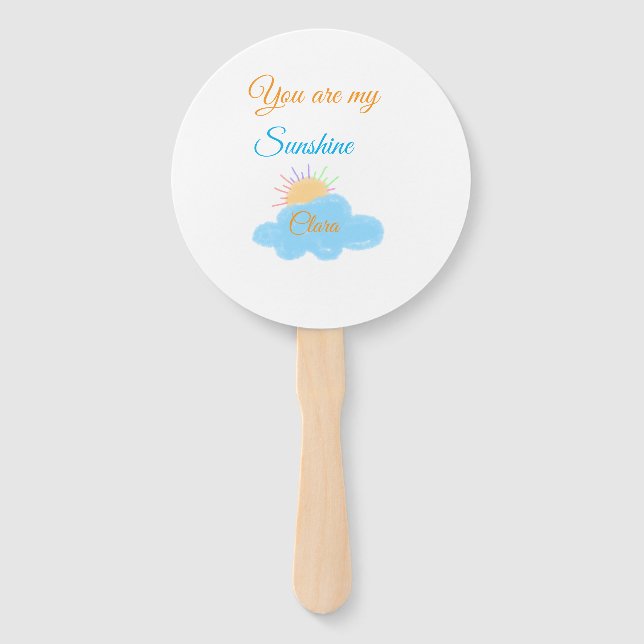 Leque Você é minha nuvem de raios solares laranja amarel (Frente)