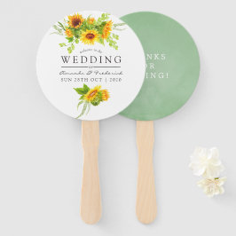 Leque Watercolor Bohemian Boho Sunflower Wedor Favor