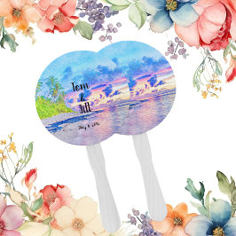 Leque Watercolor Palm Beach Sunset