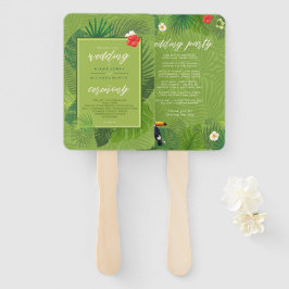 Leque Watercolor Tropical Festa de casamento Green ID577