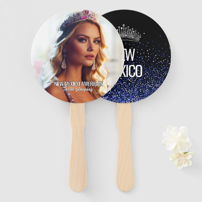 Leque Wavers do Pageant Fan Real Blue Glitz - Conjunto d (Frente e Verso)