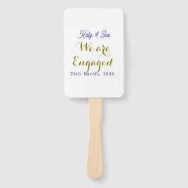 Leque We are Engaged purple gold name date elegant simpl