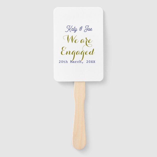 Leque We are Engaged purple gold name date elegant simpl (Frente)