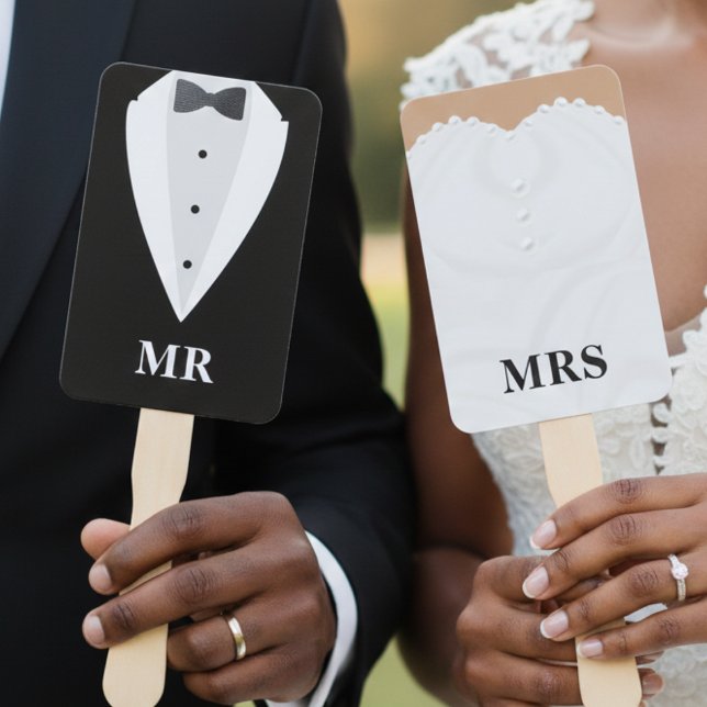 Leque Wedding Dress Tuxedo Mr Mrs Guess Who Game (Wedding Dress Tuxedo Mr Mrs Guess Who Game Hand Fan
)