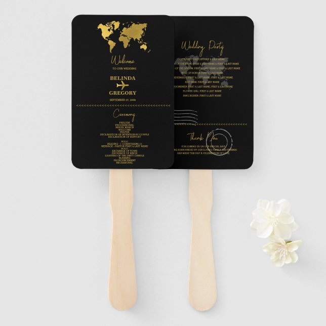 Leque Wedding Passport Black Gold Program (Frente e Verso)