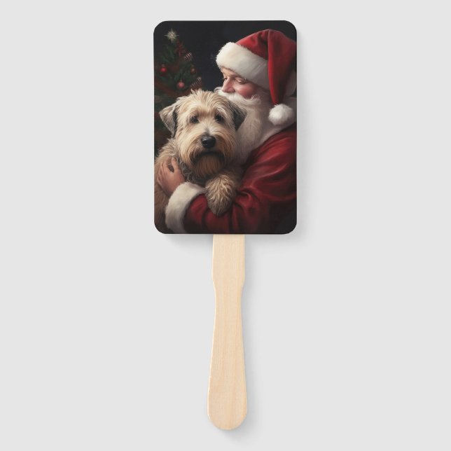 Leque Wheaton Terrier com Papai Noel Natal Festivo (Frente)