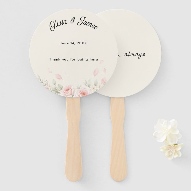 Leque Whispered Petals Round Elegant Minimalist Wedding  (Frente e Verso)