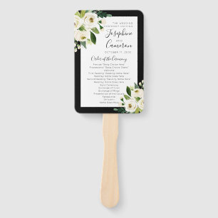 Leque White Floral com Programa de Cerimônia de Casament