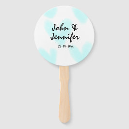 Leque white simple minimal text style wedding blue heart