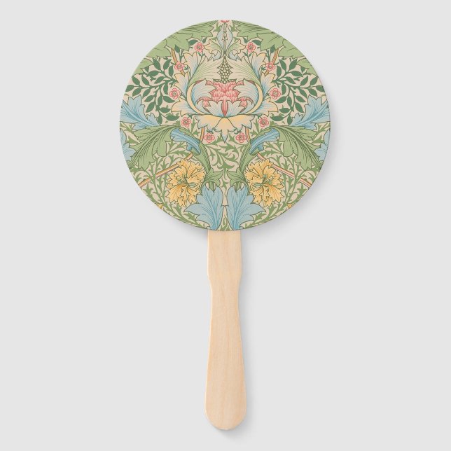Leque William Morris Flor de Murta Floral Botânico (Frente)