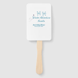 Leque Winter Adventure awaits baby shower blue snowflake