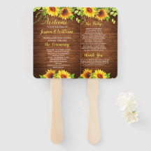 Wood Sunflower Rustic Greenery Weding Program