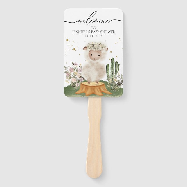 Leque Woodland Themed Sheep Welcome to Baby Shower (Frente)