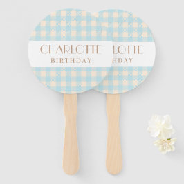 Leque Xadrez de gingham azul-claro do Pastel clássico ve