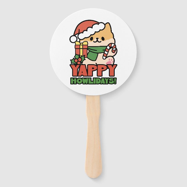 Leque Yappy Howlidays - Bela Cartoon de Cão de Natal (Frente)