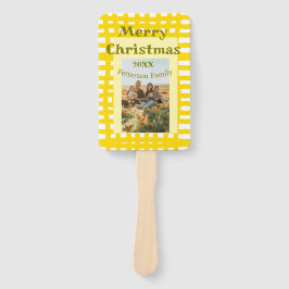 Leque Yellow white plaid retro Christmas holiday family 