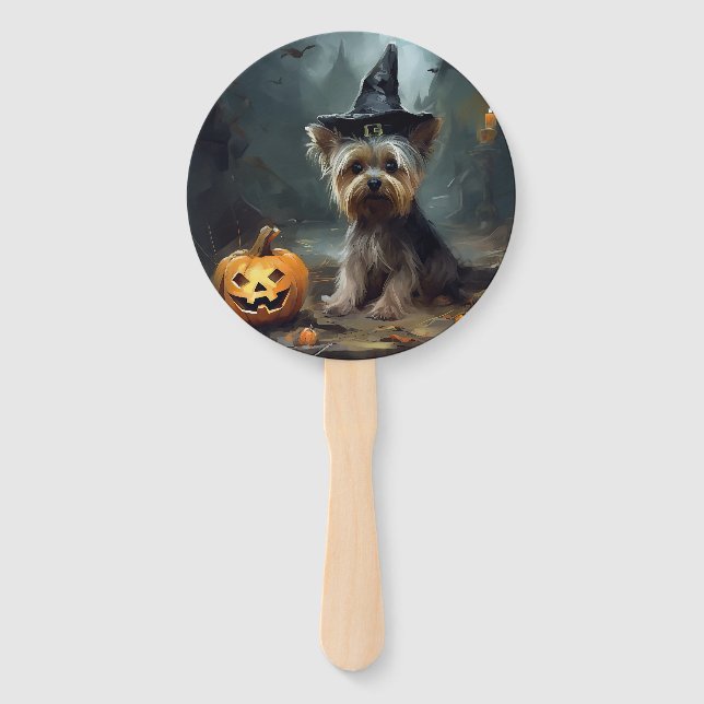 Leque Yorkshire Terrier Pumpkins Halloween Scary (Frente)