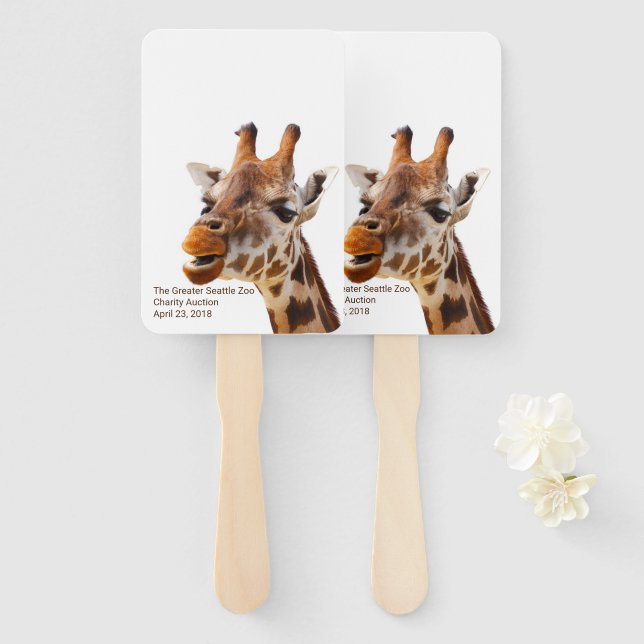 Leque Zoo Themed Auction Paddle (Frente e Verso)