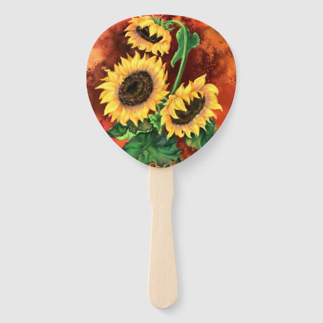 Leques de Mão de Girassóis Amarelos (Verso)