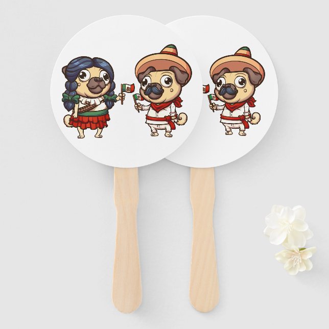 Leques de Mão do Cinco De Mayo (Frente e Verso)